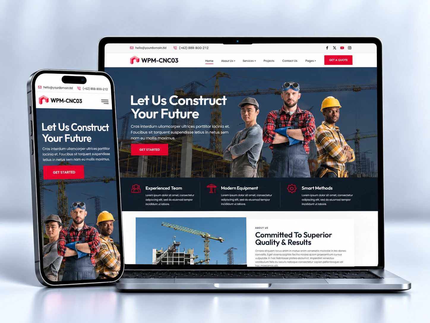 Construction website concept CNC03 by Web Premium