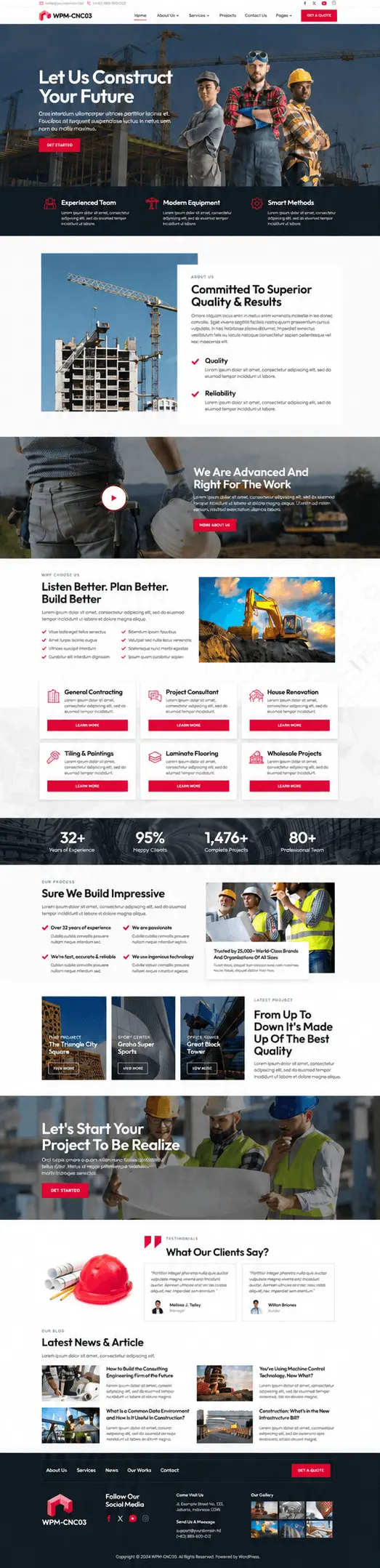 Construction website concept CNC03 full page view