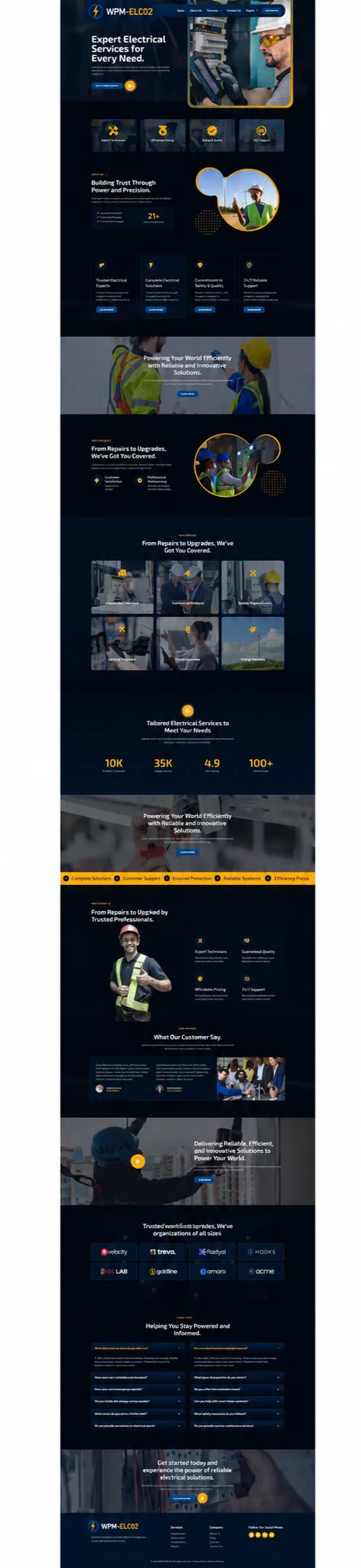 Electrician website concept ELC02 full page view