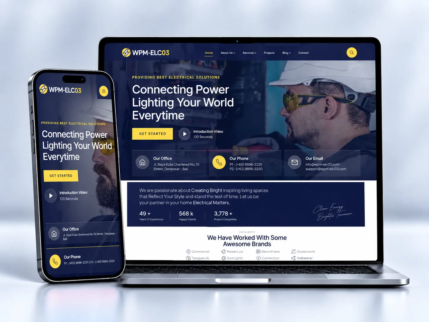 Electrician website concept ELC03 by Web Premium