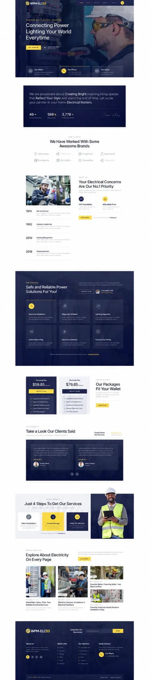 Electrician website concept ELC03 full page view