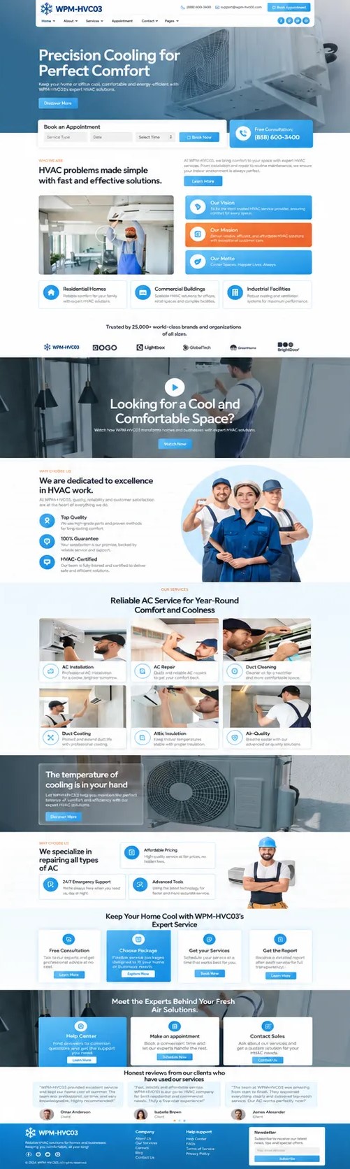 HVAC website concept HVC03 full page view