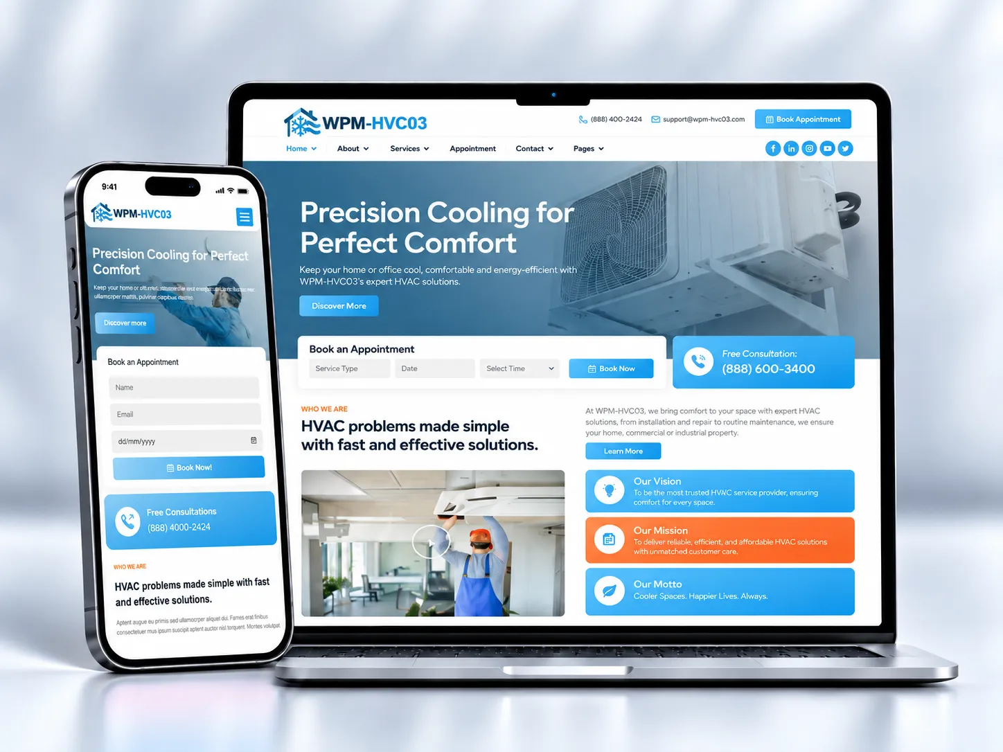 HVAC website concept HVC03 by Web Premium
