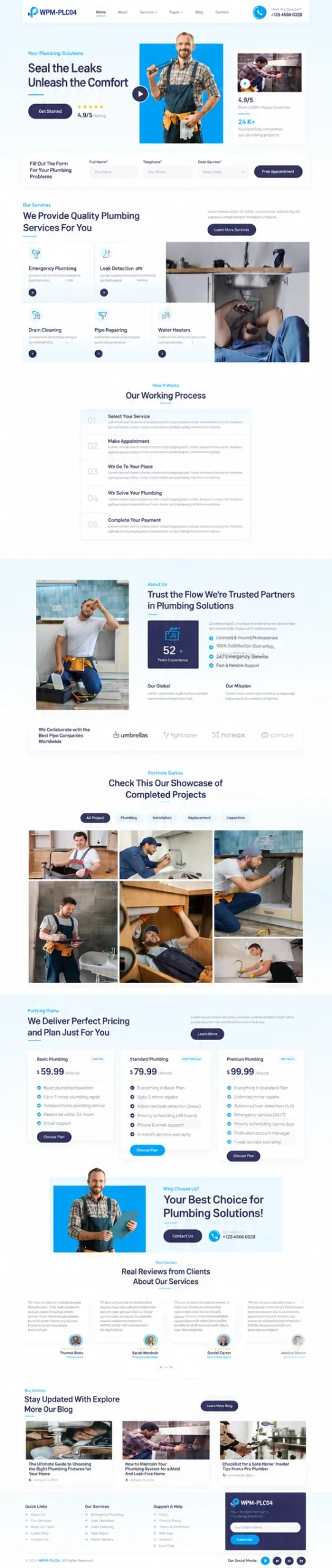 Plumbing website concept PLC04 full page view