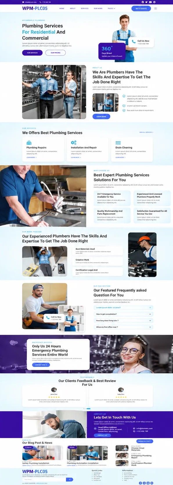 Plumbing website concept PLC05 full page view