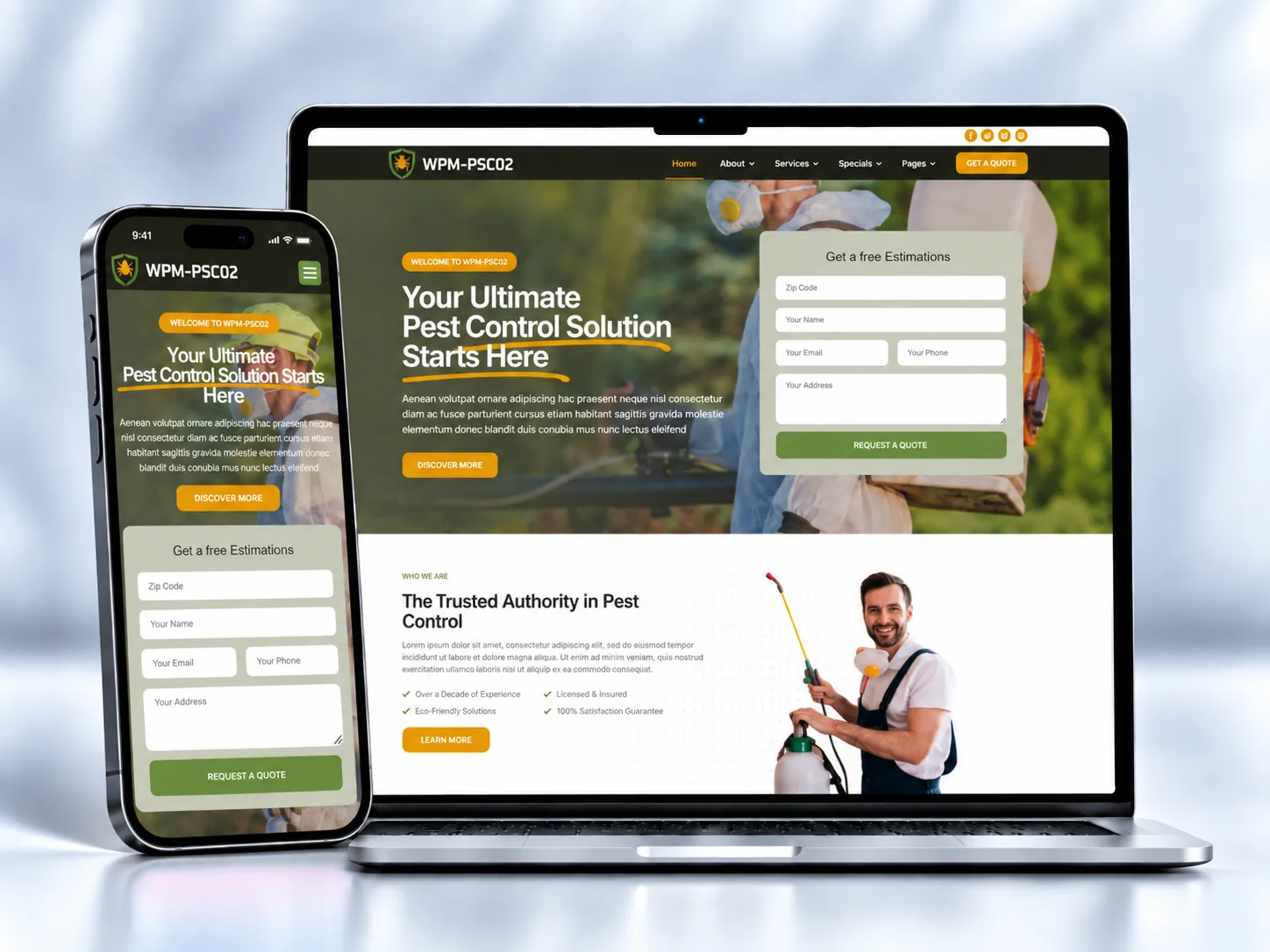Pest control website concept PSC02 by Web Premium