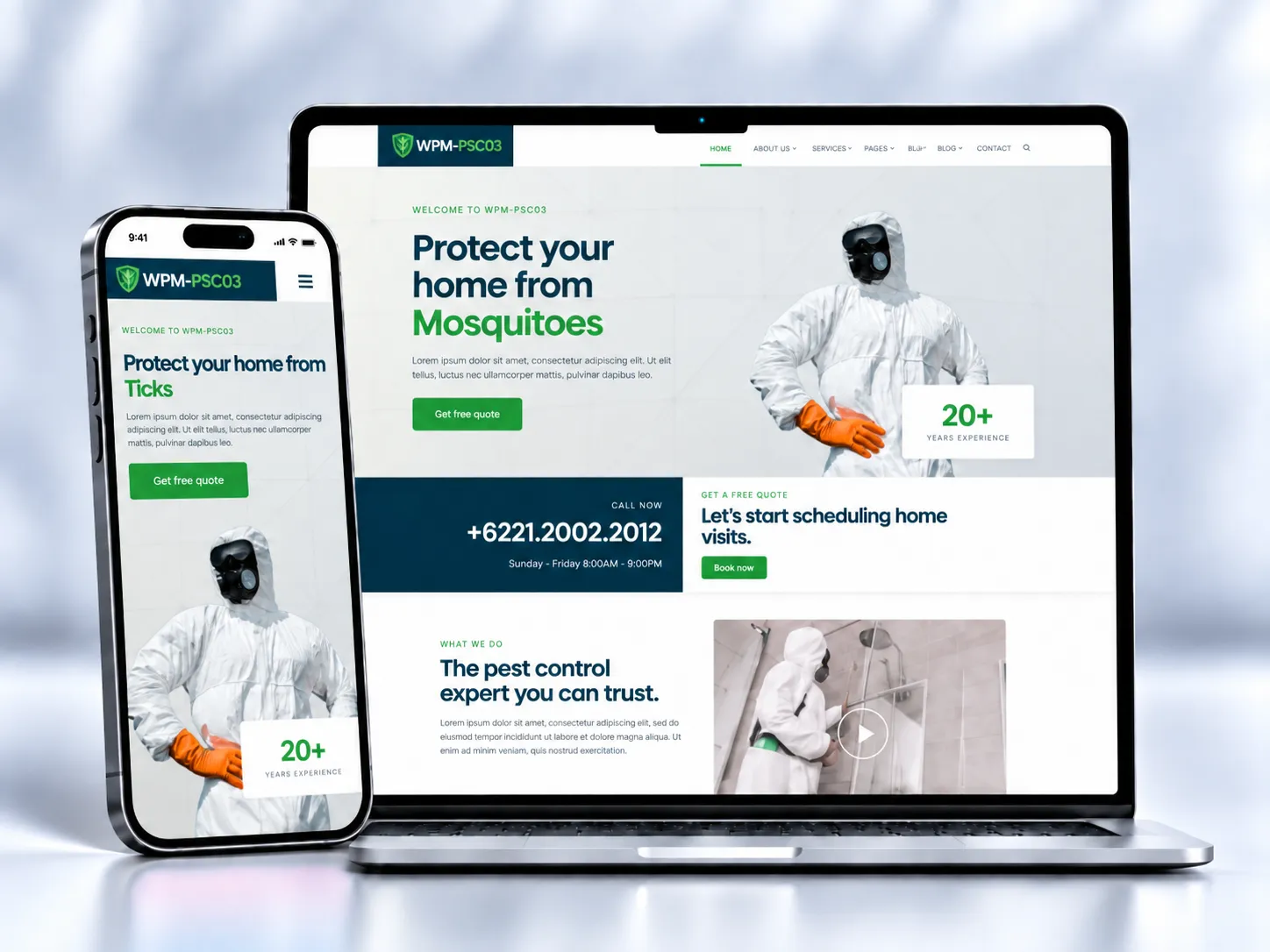 Pest control website concept PSC03 by Web Premium