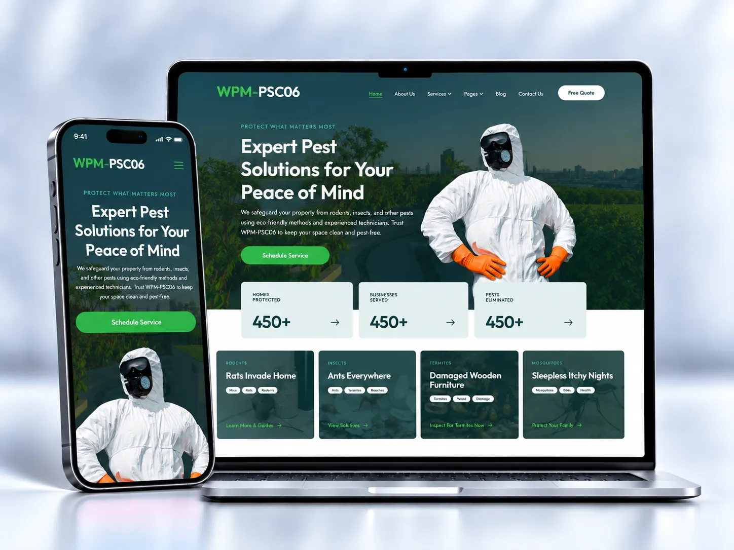 Pest control website concept PSC06 by Web Premium