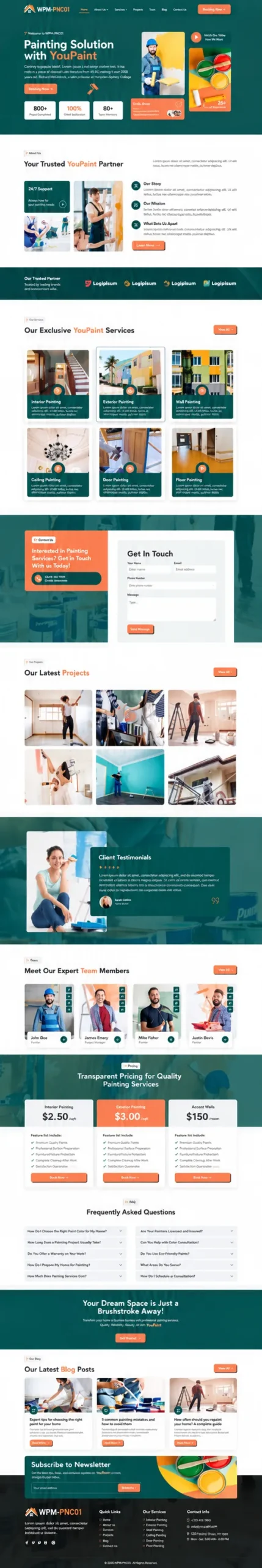 Painting contractor website concept PNC01 full page view